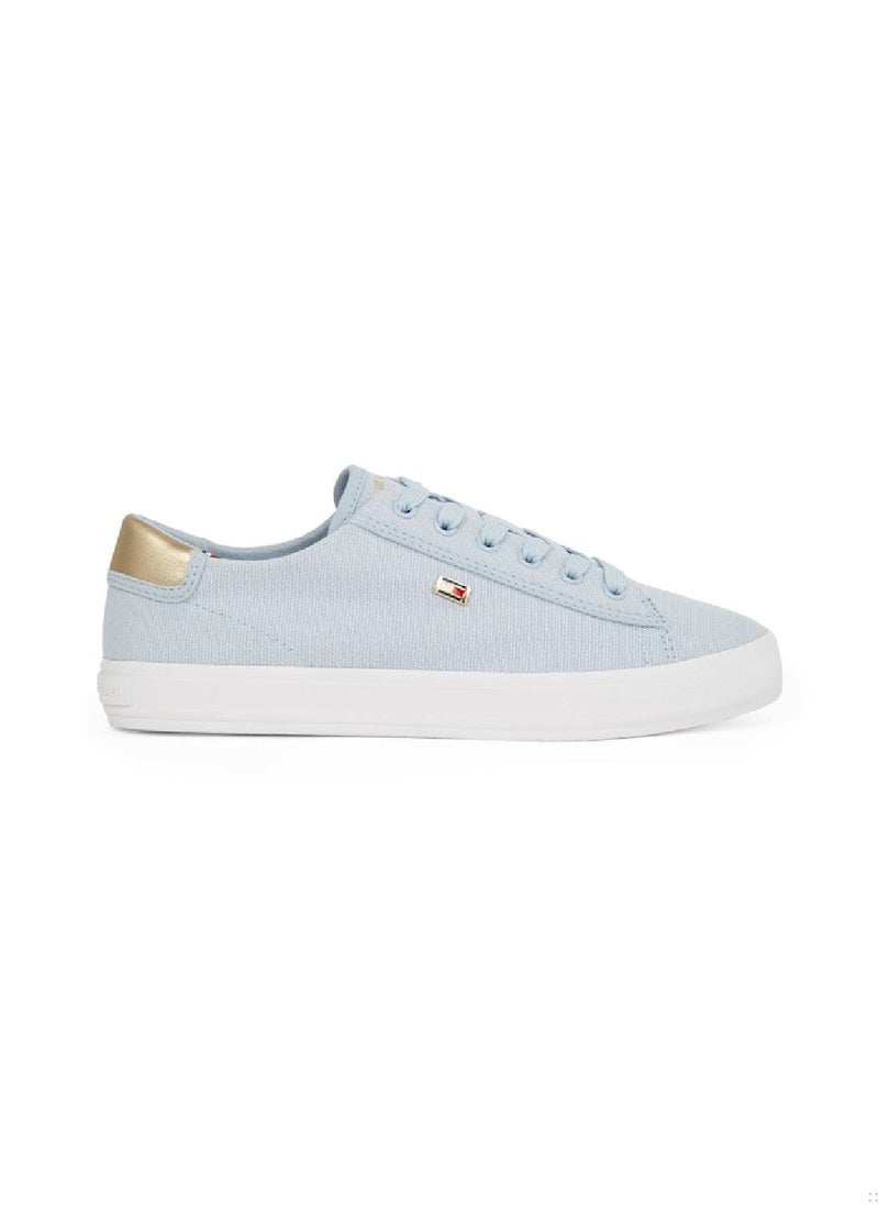 TOMMY HILFIGER Women's Canvas Metallic Heel Sneakers - Cotton, Blue  - Image 1