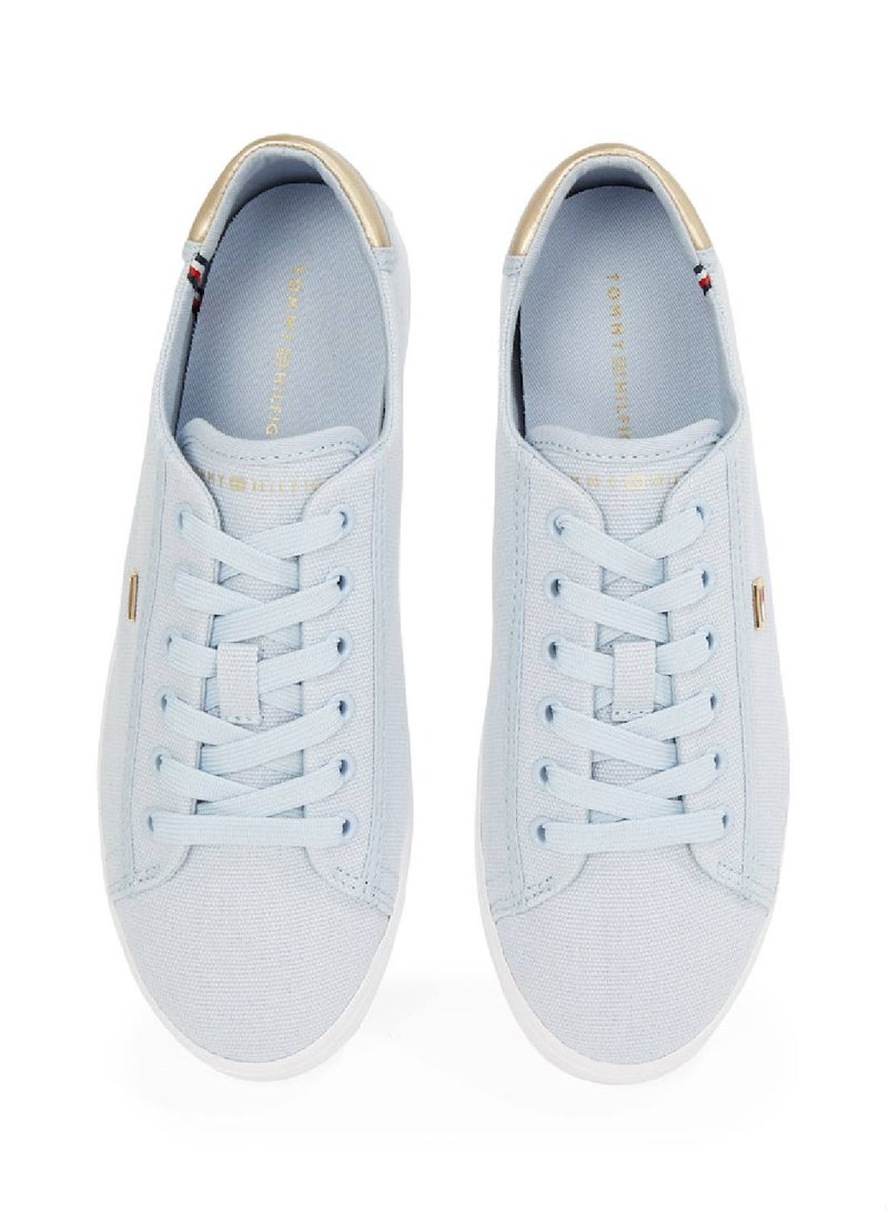 TOMMY HILFIGER Women's Canvas Metallic Heel Sneakers - Cotton, Blue  - Image 4