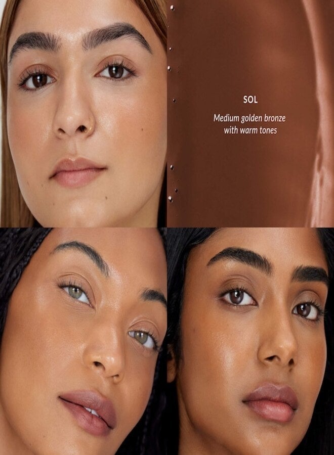 REFY Water Bronzer Liquid Cushion with Ceramides Sol - Medium Golden Bronze With Warm Tones, Hydrating Buildable Glow, Dewy Finish, 0.42 oz / 12g - Image 3