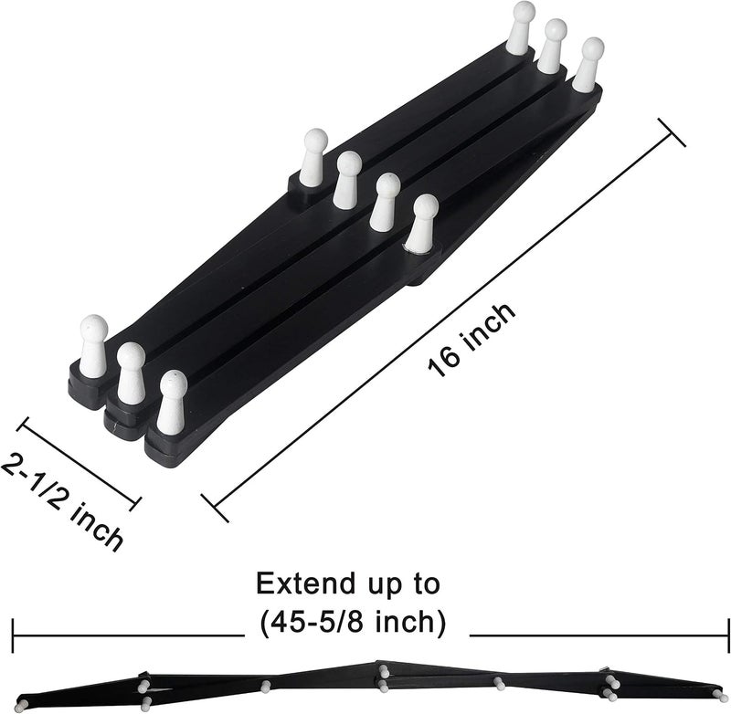Dseap Accordian Wall Hanger: Wooden Coat Rack Wall Mounted, Hat Racks for Baseball Caps, Mug Rack, 10 Peg Hooks, Black & White - Image 5