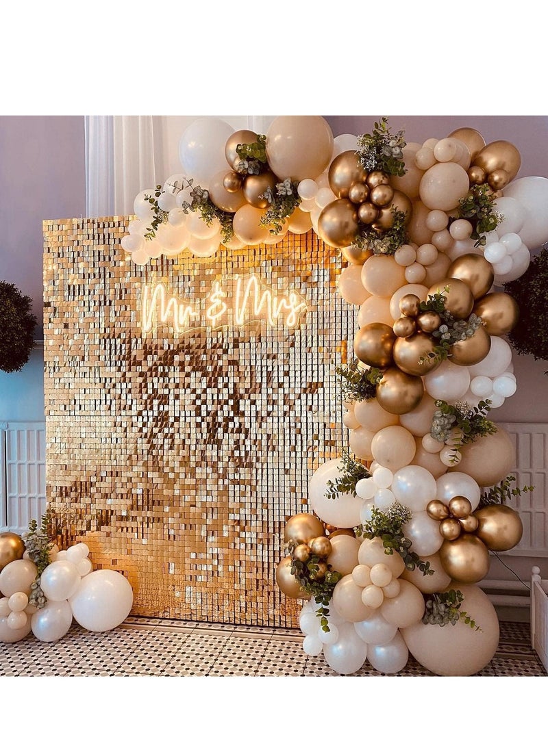 Generic - Shimmer Wall Backdrop, 24PCS Rainbow Square Sequins Shimmer Backdrop Decoration Panels, Photo Backdrops for Baby Shower Mermaid Unicorn Birthday Anniversary Wedding Decoration(Champagne) - Image 1
