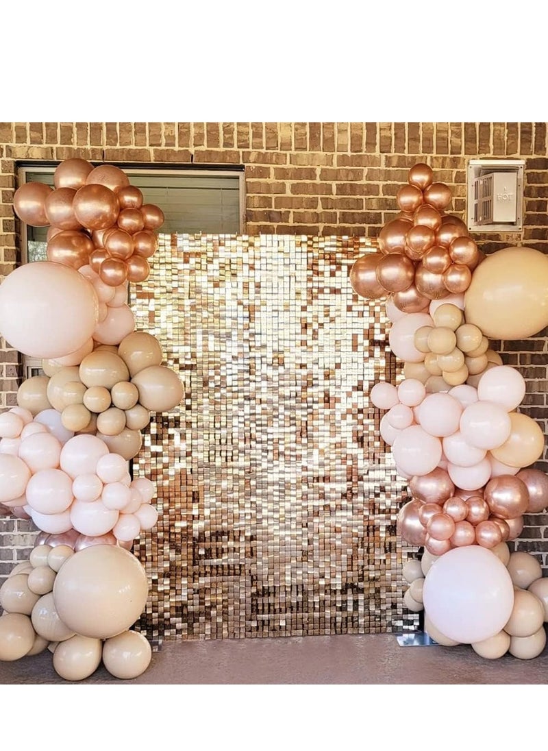 Generic - Shimmer Wall Backdrop, 24PCS Rainbow Square Sequins Shimmer Backdrop Decoration Panels, Photo Backdrops for Baby Shower Mermaid Unicorn Birthday Anniversary Wedding Decoration(Champagne) - Image 1
