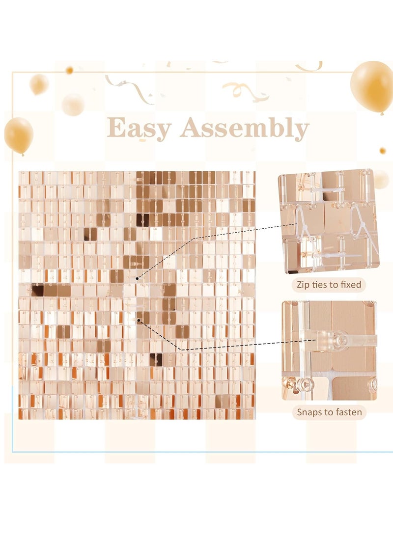 Generic - Shimmer Wall Backdrop, 24PCS Rainbow Square Sequins Shimmer Backdrop Decoration Panels, Photo Backdrops for Baby Shower Mermaid Unicorn Birthday Anniversary Wedding Decoration(Champagne) - Image 1