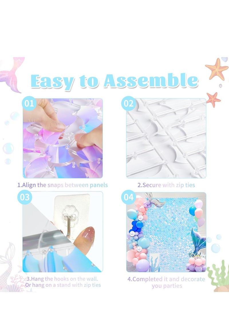Generic - Shimmer Wall Backdrop, 24PCS Rainbow Square Sequins Shimmer Backdrop Decoration Panels, Photo Backdrops for Baby Shower Mermaid Unicorn Birthday Anniversary Wedding Decoration(Champagne) - Image 1