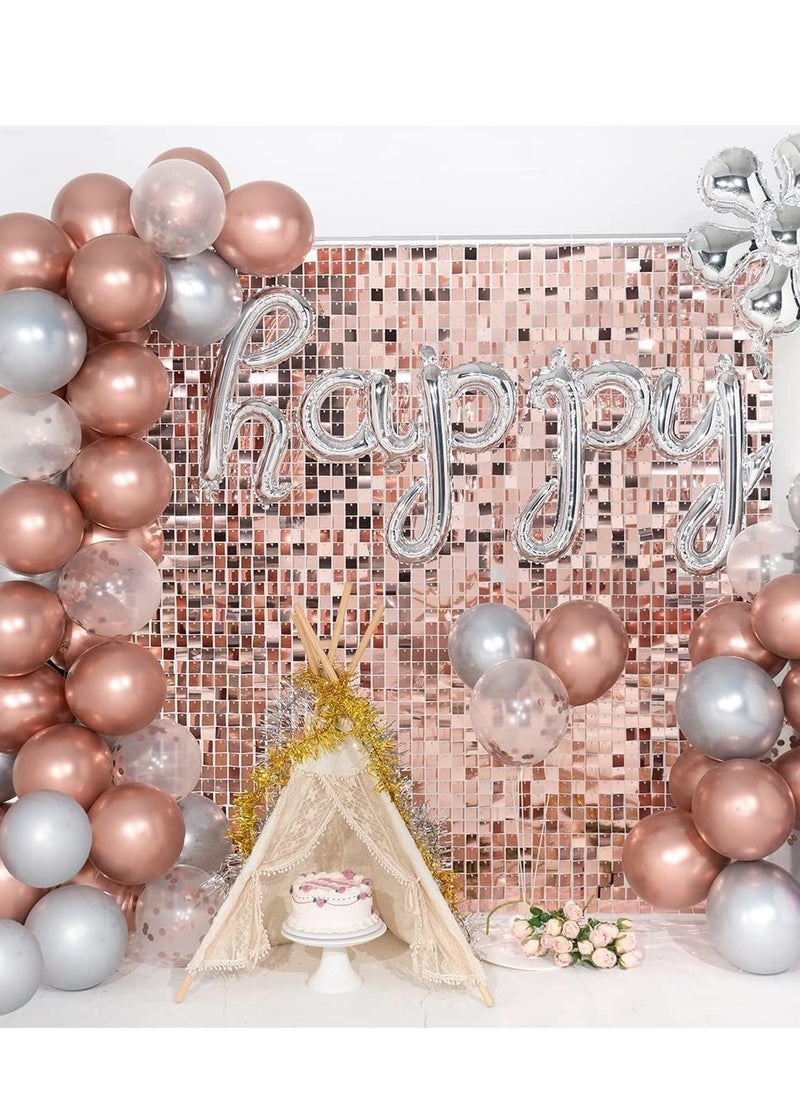 Generic - Shimmer Wall Backdrop, 24PCS Rainbow Square Sequins Shimmer Backdrop Decoration Panels, Photo Backdrops for Baby Shower Mermaid Unicorn Birthday Anniversary Wedding Decoration(Champagne) - Image 1