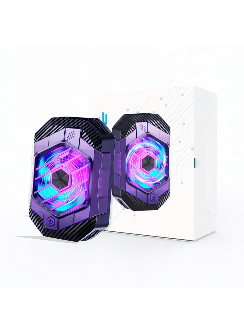 RGB Gaming Phone Cooler, Fast Semiconductor Radiator Cooling Pad for iPhone/Android - Compatible with PUBG Mobile  COD Mobile (Dark Purple  Black) - Image 1