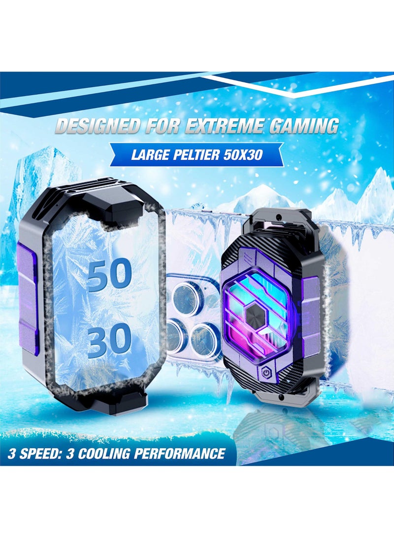 RGB Gaming Phone Cooler, Fast Semiconductor Radiator Cooling Pad for iPhone/Android - Compatible with PUBG Mobile  COD Mobile (Dark Purple  Black) - Image 5