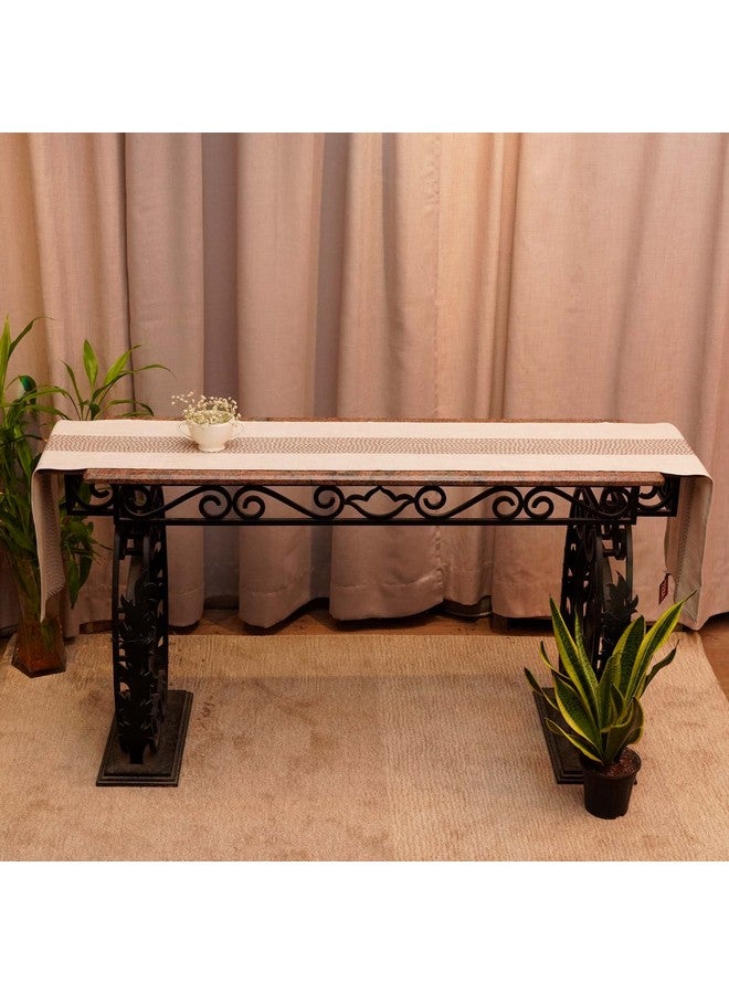 ZEBA World 100% Cotton Embroidered Beige Table Runner - Elegant & Durable Dining Table Runner for 4 Seater / 6 Seater, Perfect for Living Room and Dining Room, 30 cm x 210 cm | 12 inches x 84 inches - Image 4