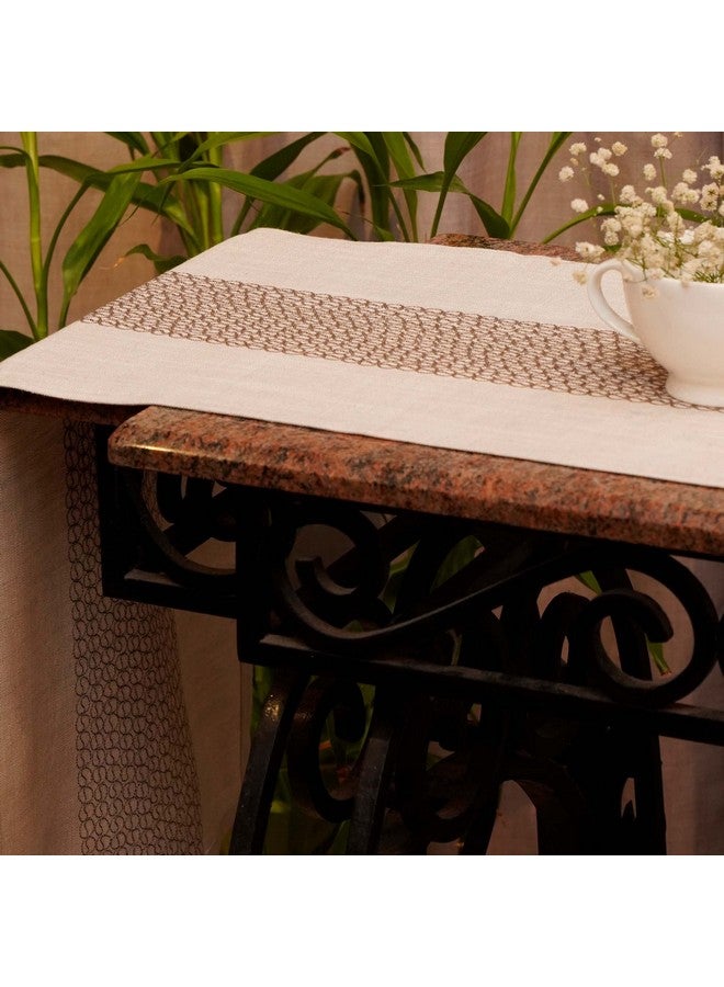 ZEBA World 100% Cotton Embroidered Beige Table Runner - Elegant & Durable Dining Table Runner for 4 Seater / 6 Seater, Perfect for Living Room and Dining Room, 30 cm x 210 cm | 12 inches x 84 inches - Image 2