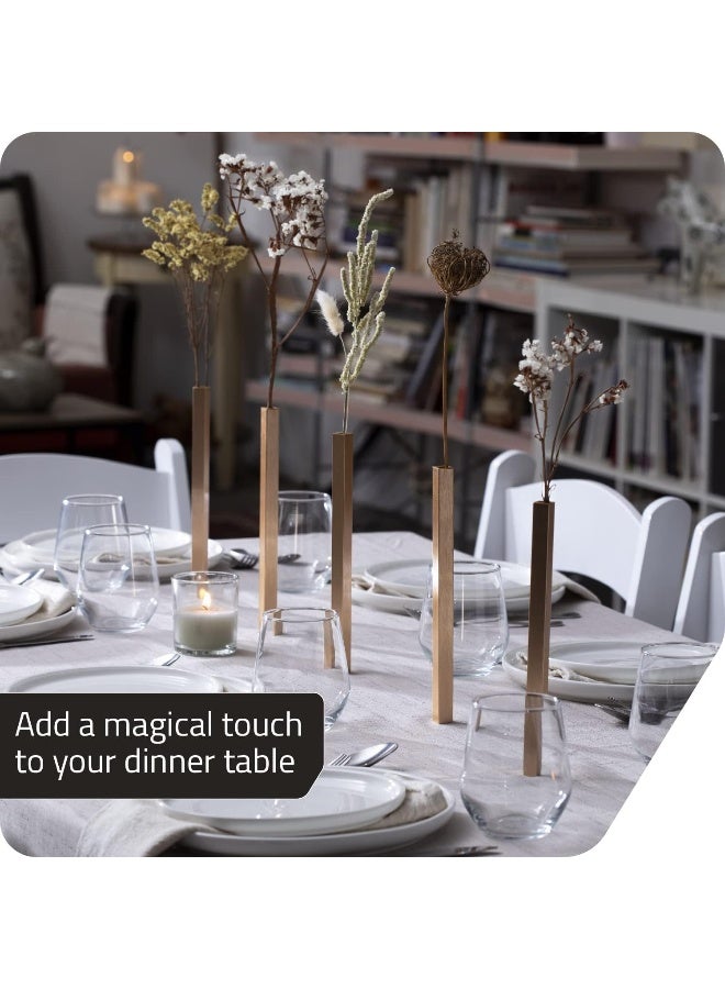 PELEG DESIGN Magnetic Flower Vase  Unique and Modern Set of 5 Gold Aluminum Vases for Home Garden Dcor  94 x 06 x 06 inches  Suitable for Both Real and Artificial Flowers - Image 2