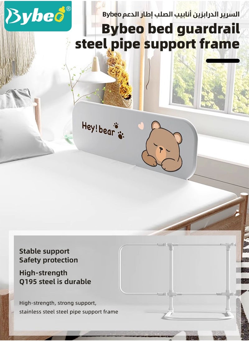 Bybeo Baby Bed Rail Guard, Toddler Bed Side Rails, Installation-free Kids' Safety Bed Fence, Safety Bedrail with Reinforced Anchor Safety System, Foldable Universal Bed Rail With Upgraded Barrier, 150cm  - Image 3