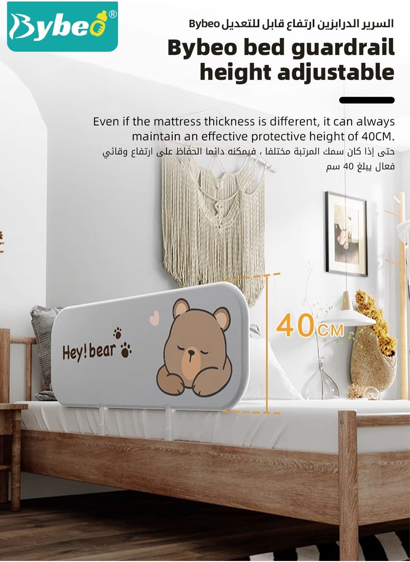 Bybeo Baby Bed Rail Guard, Toddler Bed Side Rails, Installation-free Kids' Safety Bed Fence, Safety Bedrail with Reinforced Anchor Safety System, Foldable Universal Bed Rail With Upgraded Barrier, 150cm  - Image 5