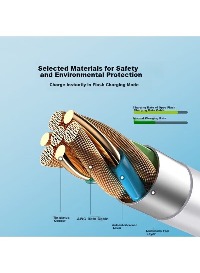 Bkayp كابل شحن فلاش سريع Bkayp Oppo 5A لجهاز R9Splus/R9Splus/R11/R15 Type-C يدعم شحن Vooc فلاش أندرويد - Image 4