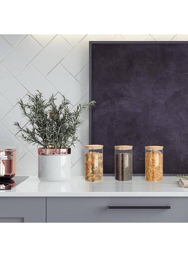 SKY-TOUCH 2Pack 1500Ml Glass Food Storage Containers With Bamboo Lid Clear Square Kitchen Container Stackable Glass Pantry Food Canisters For Kitchen Counter Candy Cookie Rice Cereal 50Oz - Image 3