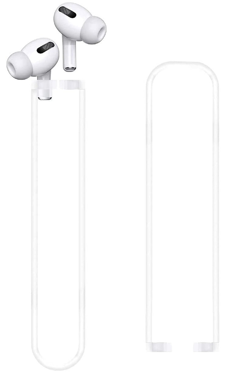 JNSA [Never Lose Your Air Pods Pro] Anti Slip Set, Sport Ear Hook Compatible with Air Pods Pro + Air Pods Pro Earbuds Ear Hooks Cover + Strap Compatible with Air Pods Pro [3in1] (White) - Image 3