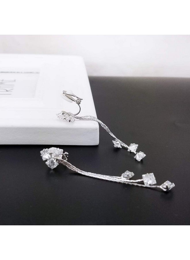 YOQUCOL Women Cubic Zirconia Crystal Long Drop Dangle Clip On Earrings For Not Pierced Women - Image 4