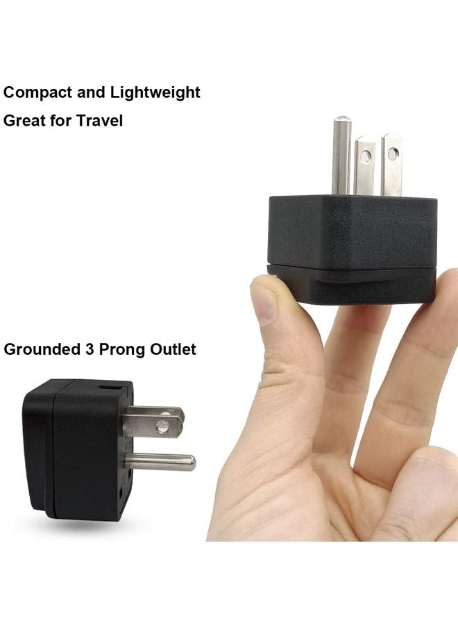 Rock Pow US Travel Plug Adapter EU/UK/AU/in/CN/JP/Asia/Italy/Brazil to USA Type B 3 Prong Grounded USA Wall Plug International Mini Travel Adapter and Converter Wall Outlet Power Charger Converter Black - Image 5