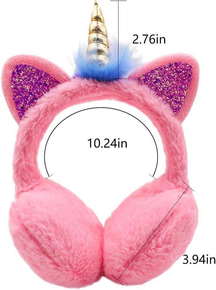 Ztl Unicorn Earmuffs for Girls Kids Women Soft Plush Ear Warmers Winter Ear Muffs - Image 2