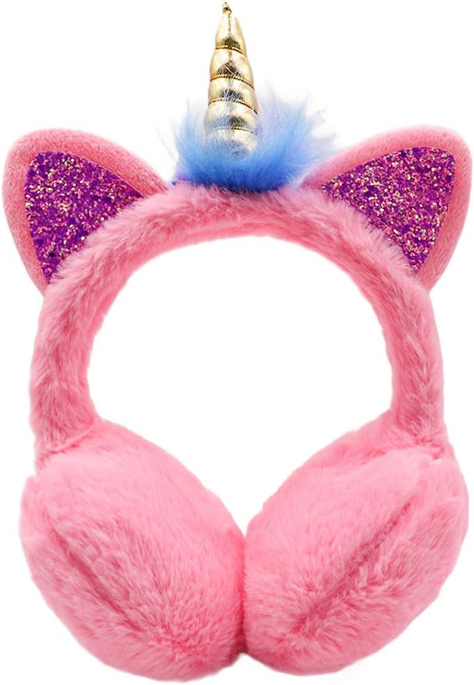 Ztl Unicorn Earmuffs for Girls Kids Women Soft Plush Ear Warmers Winter Ear Muffs - Image 1