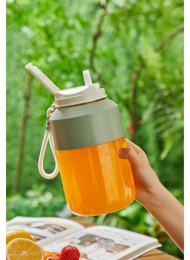 HOMESTAR Tea Green Multifunctional Electric Juicer Cup | Large Capacity Portable Blender (500ml) | Ultra-Quiet 12000 RPM 5-Blade System | Includes Juicing Lid + Drinking Lid + Straw + Hand Strap | 304 Stainless Steel Body | One-Touch Cleaning | Perfect For Gym/Office/Travel - Image 2