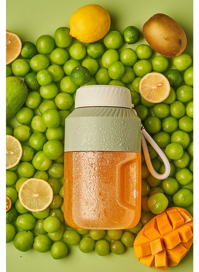 HOMESTAR Tea Green Multifunctional Electric Juicer Cup | Large Capacity Portable Blender (500ml) | Ultra-Quiet 12000 RPM 5-Blade System | Includes Juicing Lid + Drinking Lid + Straw + Hand Strap | 304 Stainless Steel Body | One-Touch Cleaning | Perfect For Gym/Office/Travel - Image 1