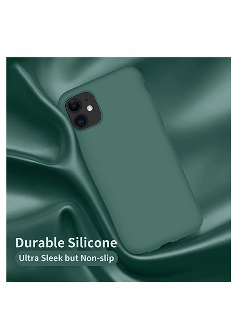 for iPhone 11 Case Silicone Ultra Slim Shockproof Phone Case with Soft Anti-Scratch Microfiber Lining Lightweight Full Protective Back Cover (6.1 inches Midnight Green)