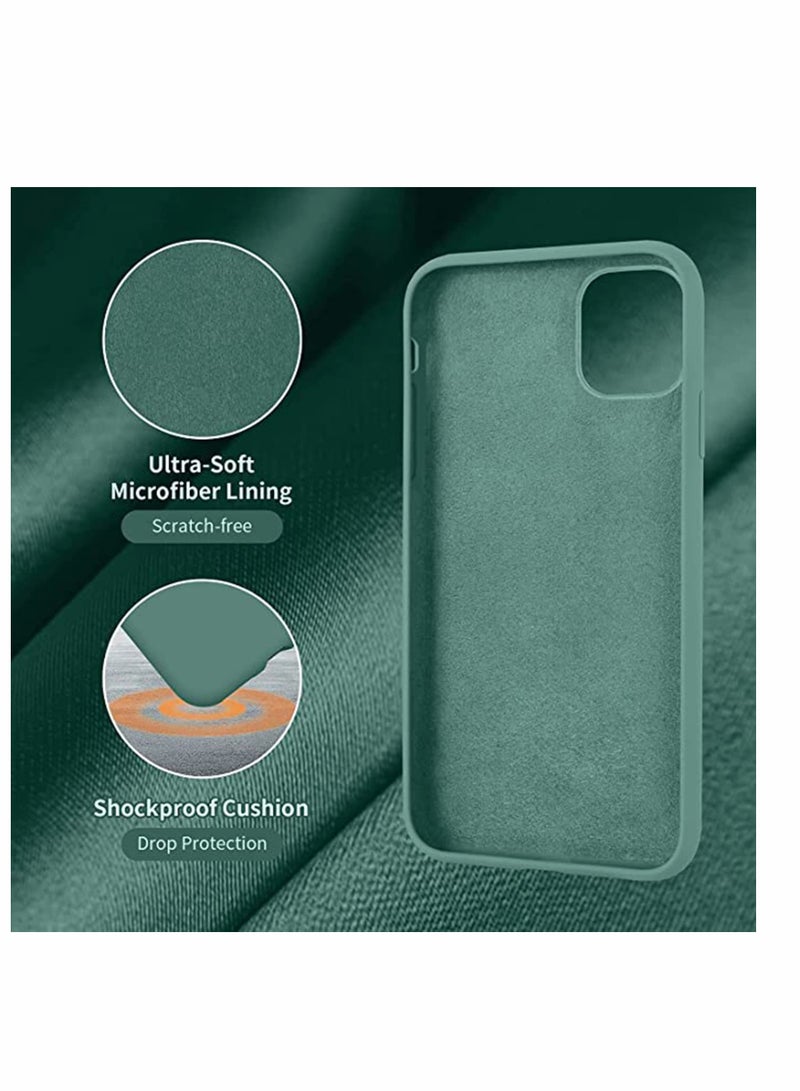 for iPhone 11 Case Silicone Ultra Slim Shockproof Phone Case with Soft Anti-Scratch Microfiber Lining Lightweight Full Protective Back Cover (6.1 inches Midnight Green)