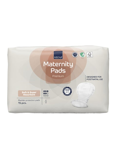 Premium Maternity Pads, Postpartum Essentials, Eco-Friendly Maternity Pads After Birth, Extra Protection, Breathable and Skin Friendly Incontinence Pads Women, Sustainable Maternity Pads - 15PK