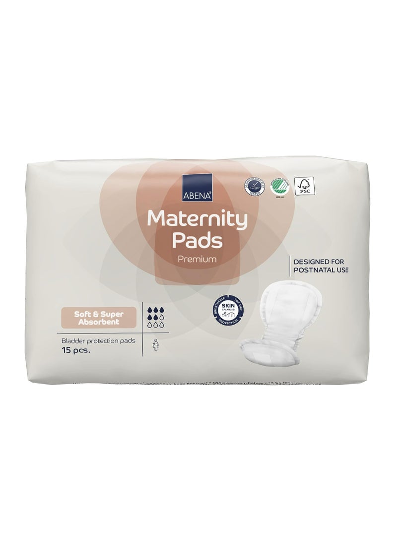 Abena - Premium Maternity Pads, Postpartum Essentials, Eco-Friendly Maternity Pads After Birth, Extra Protection, Breathable and Skin Friendly Incontinence Pads Women, Sustainable Maternity Pads - 15PK - Image 1