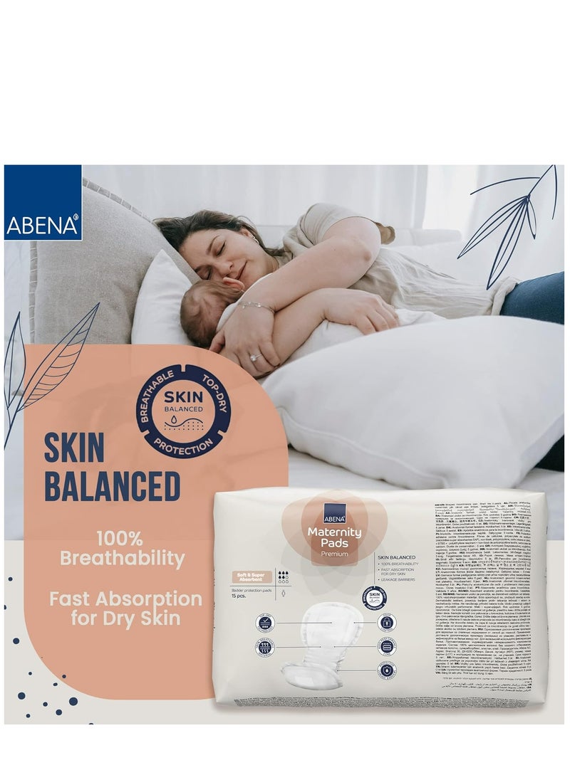 Abena - Premium Maternity Pads, Postpartum Essentials, Eco-Friendly Maternity Pads After Birth, Extra Protection, Breathable and Skin Friendly Incontinence Pads Women, Sustainable Maternity Pads - 15PK - Image 1