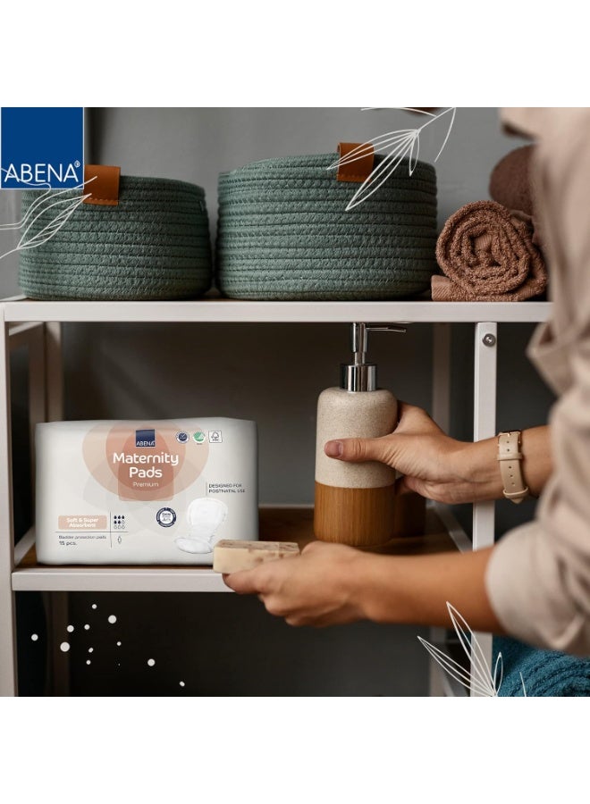 أبينا فوط أمومة متميزة (Premium)، مستلزمات ما بعد الولادة، فوط أمومة صديقة للبيئة لما بعد الولادة، حماية إضافية، فوط سلس بول مسامية ولطيفة على البشرة للسيدات، فوط أمومة مستدامة - عبوة من 15 قطعة. - Image 5
