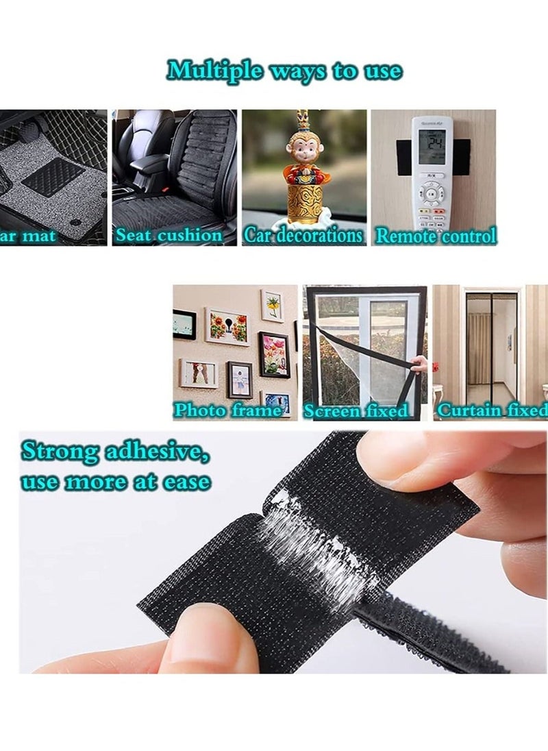 Self Adhesive Hook and Loop Strips Tape Roll Black Heavy Double Sided Sticky Duty Industrial Strength Fastener Interlocking for Household Kitchen School Office Set of 2 - Image 3