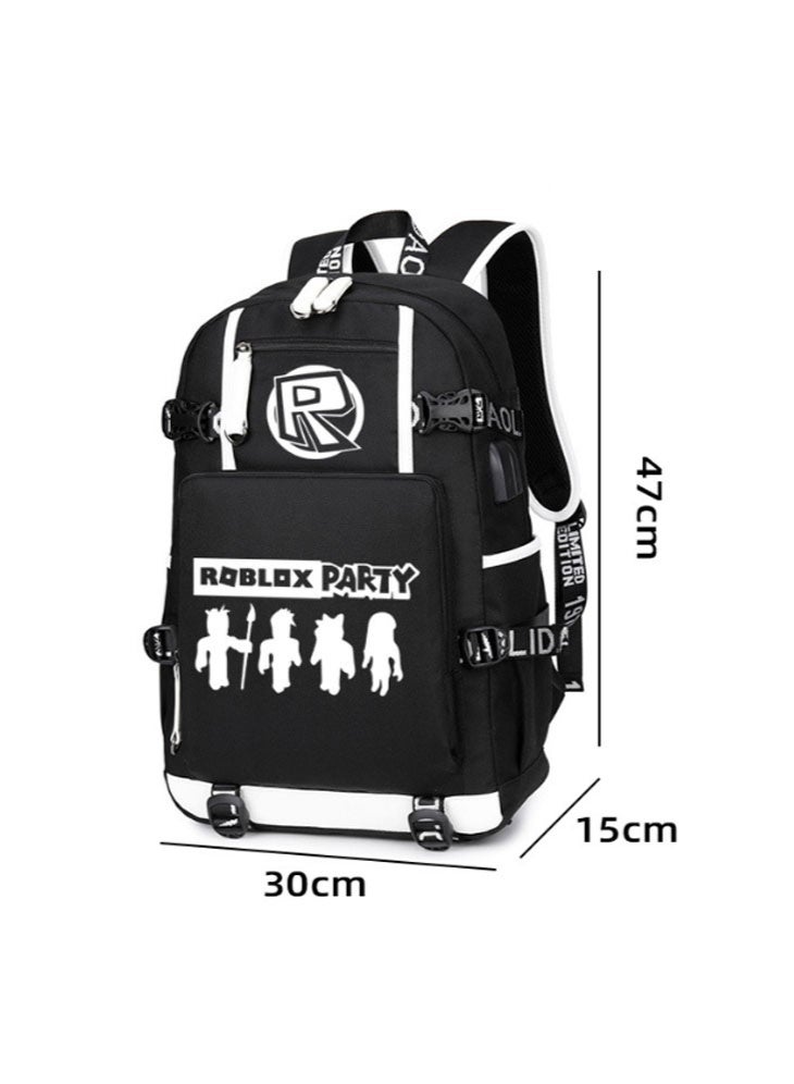 روبلوكس مضيئة على ظهره طالب حقيبة مدرسية قماش سعة كبيرة الرجال والنساء الترفيه الرياضة على ظهره - Image 3