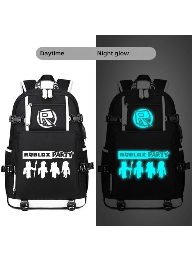 روبلوكس مضيئة على ظهره طالب حقيبة مدرسية قماش سعة كبيرة الرجال والنساء الترفيه الرياضة على ظهره - Image 2