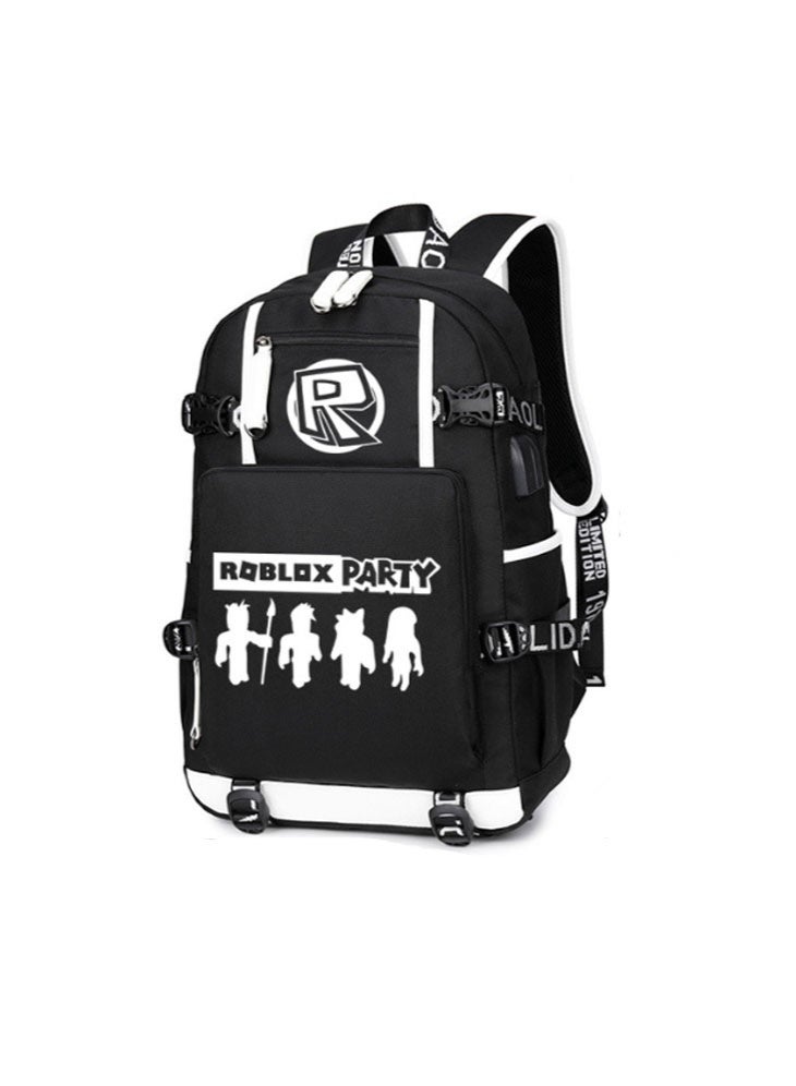 روبلوكس مضيئة على ظهره طالب حقيبة مدرسية قماش سعة كبيرة الرجال والنساء الترفيه الرياضة على ظهره - Image 1