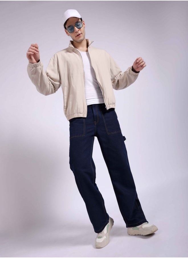 The Indian Garage Co - Men Baggy Solid Mid-Rise Stretchable Jeans - Image 1