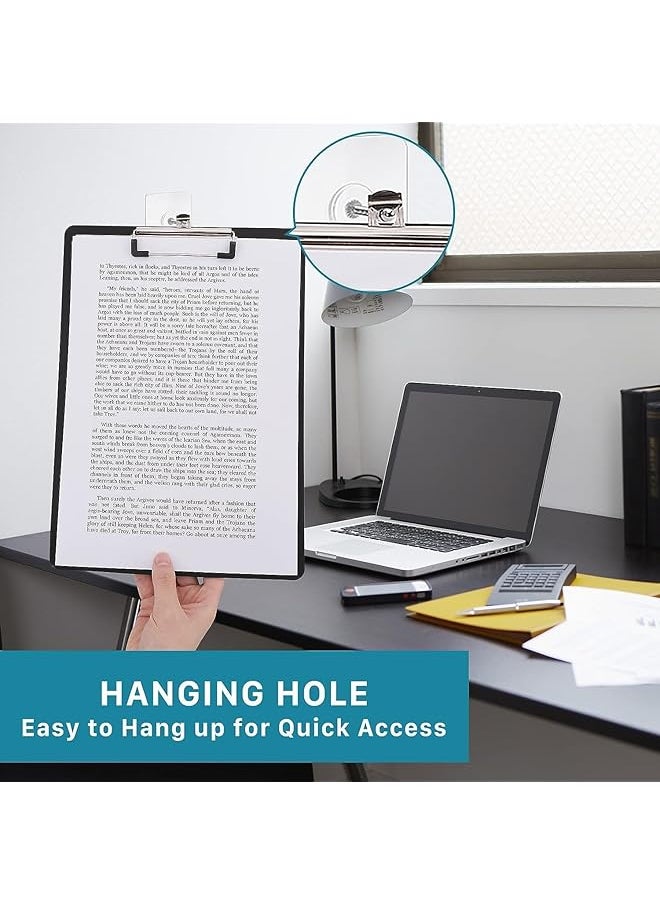 X spring Plastic Clipboard 6 Pack A4 Clipboard With Low Profile Clip Hangable Black Clipboard Holder Acrylic Clip Board For Students Teacher Doctor Nurse Office Clerk  - Image 4