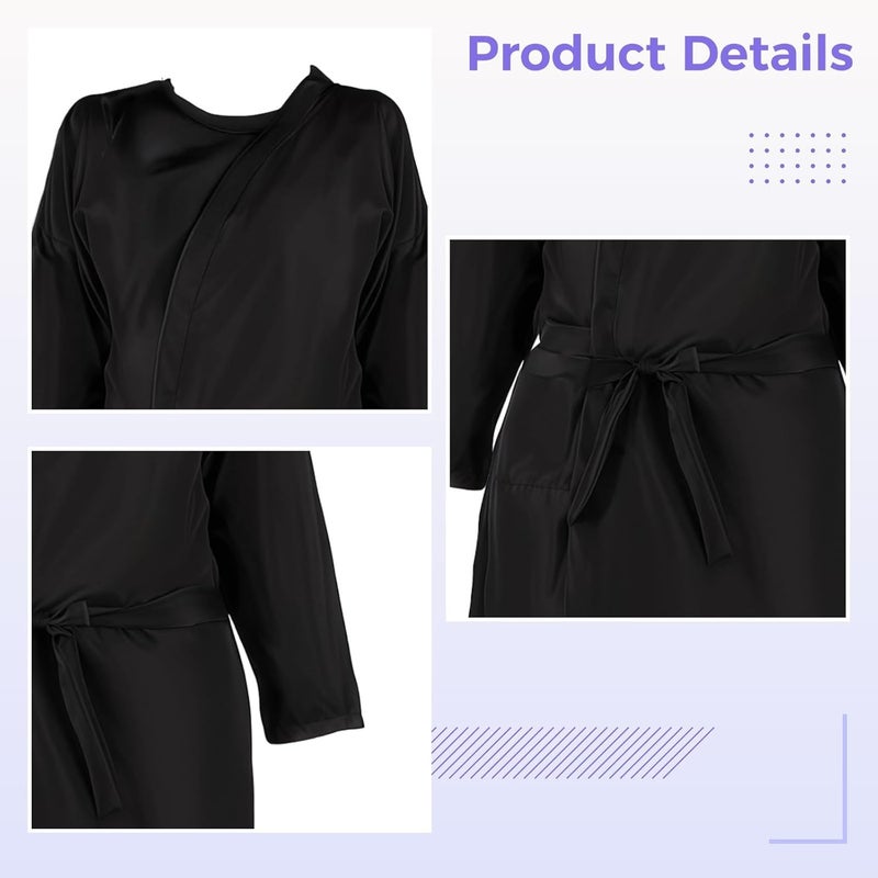 4 Pcs Hair Salon Capes, For Clients Black Capes Hairdresser And Spa, Belt Adjustable, Chunya Spun Comfortable Fabric, Long Sleeve, Spas And Beauty Salons For Perfect - Image 2