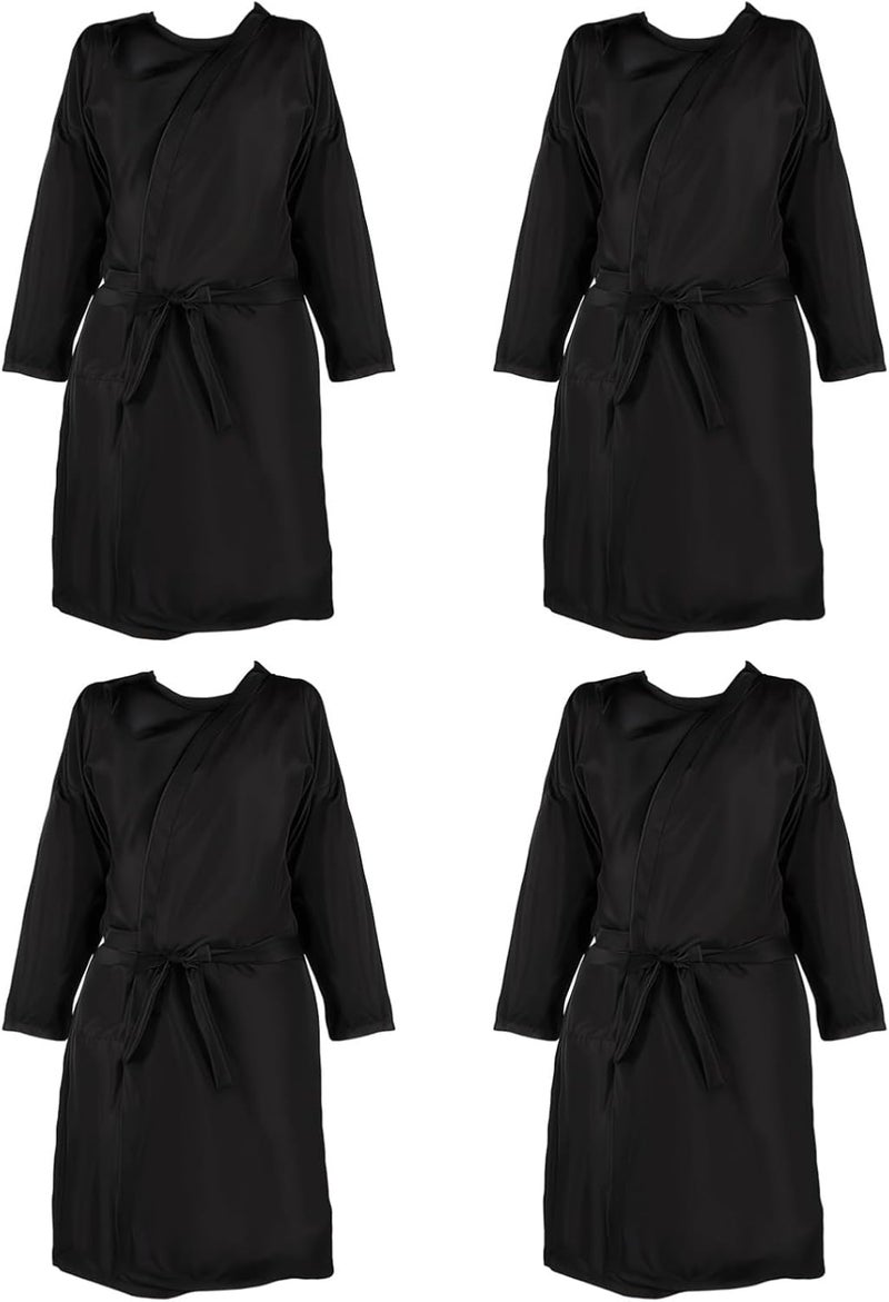 4 Pcs Hair Salon Capes, For Clients Black Capes Hairdresser And Spa, Belt Adjustable, Chunya Spun Comfortable Fabric, Long Sleeve, Spas And Beauty Salons For Perfect - Image 1