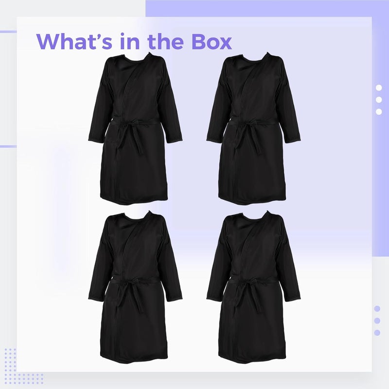 4 Pcs Hair Salon Capes, For Clients Black Capes Hairdresser And Spa, Belt Adjustable, Chunya Spun Comfortable Fabric, Long Sleeve, Spas And Beauty Salons For Perfect - Image 4