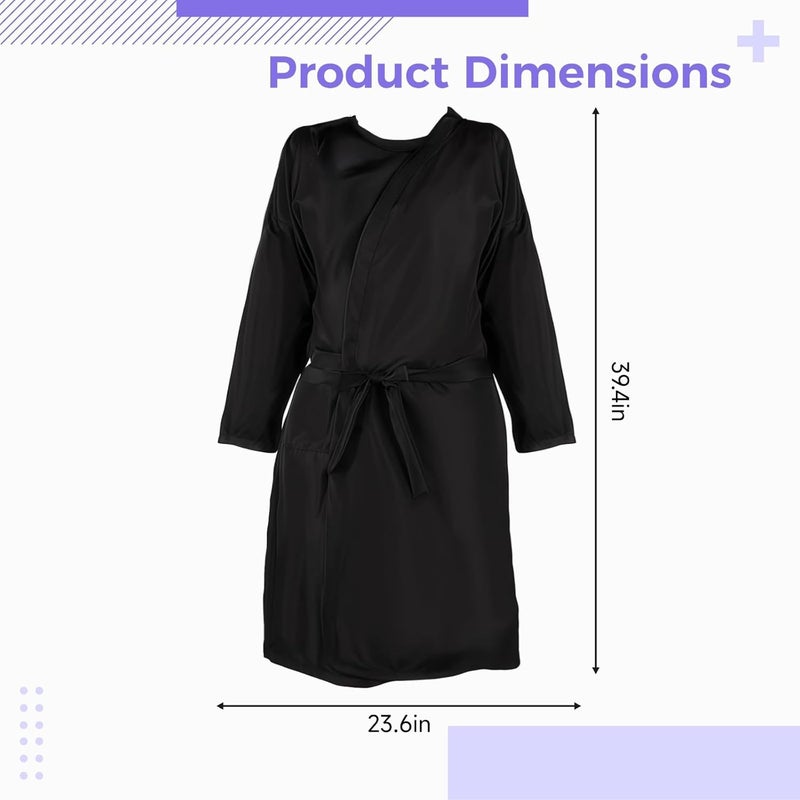 4 Pcs Hair Salon Capes, For Clients Black Capes Hairdresser And Spa, Belt Adjustable, Chunya Spun Comfortable Fabric, Long Sleeve, Spas And Beauty Salons For Perfect - Image 3