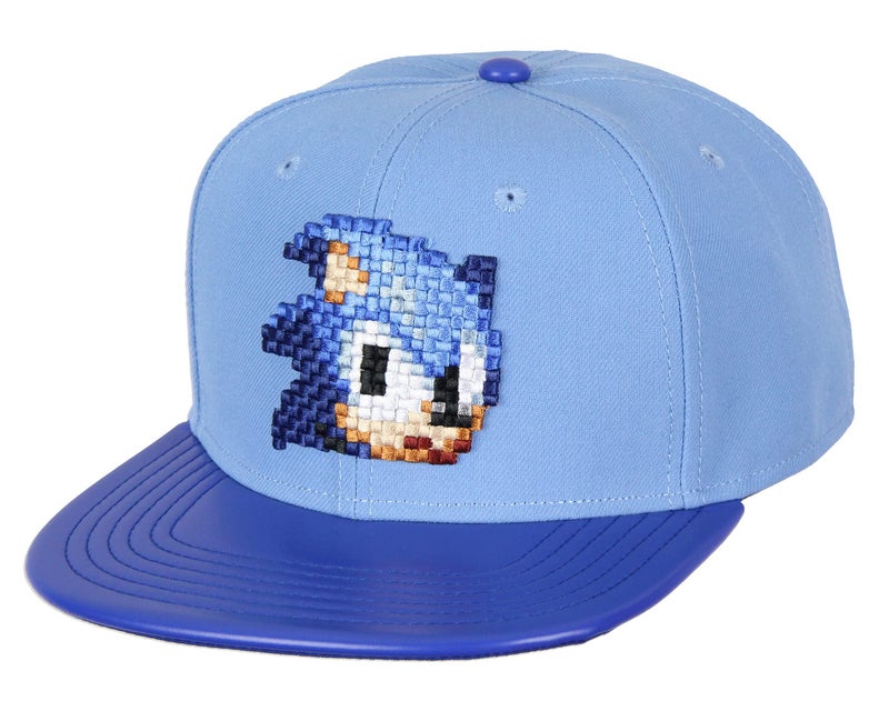 Bioworld Sonic The Hedgehog 8-Bit Pixel Sonic Speed Snapback Hat Blue - Image 1