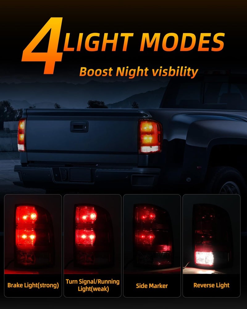 OKLPF Rear Brake Tail Light Assembly for 2007-2014 GMC Sierra 1500/2500HD/3500HD - Includes Bulbs and Harness - Image 3