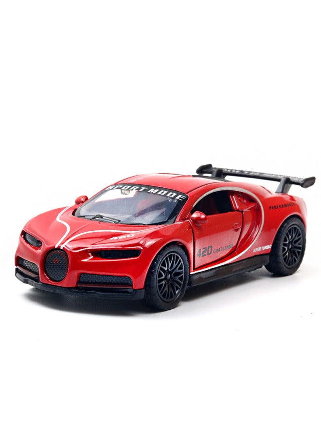 (With Sound And Light) Color Boxed Simulation Off-road Alloy Sports Car Model Children's Toys Car Boy Gift Wholesale-Color:Window Box-sound And Light Version Cloth Track Version Red - Image 1
