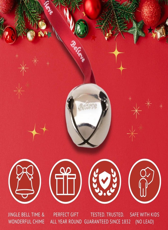 Bevin Bells Believe Sleigh Bells Ornament (3-Pack) | 1.5" Made of Steel | Hanging Bells with a Red Satin Believe Ribbon & Red Velvet Bag | Great Tone | Xmas Gift or Stocking Stuffer | Made in USA - Image 4