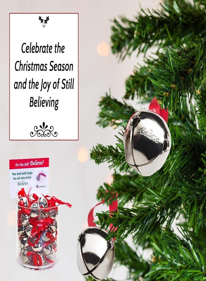 Bevin Bells Believe Sleigh Bells Ornament (3-Pack) | 1.5" Made of Steel | Hanging Bells with a Red Satin Believe Ribbon & Red Velvet Bag | Great Tone | Xmas Gift or Stocking Stuffer | Made in USA - Image 3