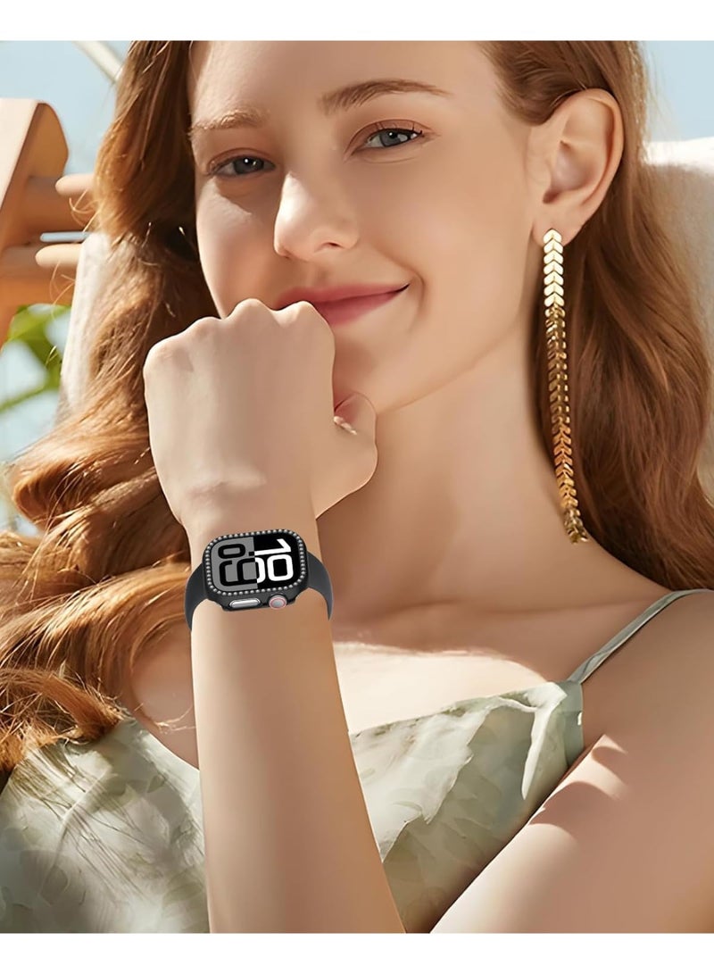 Case for Apple Watch Series 10 46mm, Hard PC Frame Case, Double Row Crystal Diamonds Bumper Cover for Women Girls, Slim Protective Case for Apple Watch 46mm - Image 2