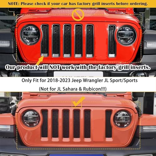 JeCar Grille Inserts & Headlight Cover for 2018-2023 Jeep JL Sport & Sport S ONLY (Matte Black) - Image 5