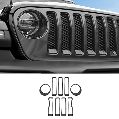 JeCar Grille Inserts & Headlight Cover for 2018-2023 Jeep JL Sport & Sport S ONLY (Matte Black) - Image 1