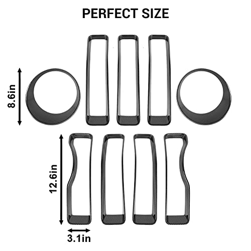 JeCar Grille Inserts & Headlight Cover for 2018-2023 Jeep JL Sport & Sport S ONLY (Matte Black) - Image 3